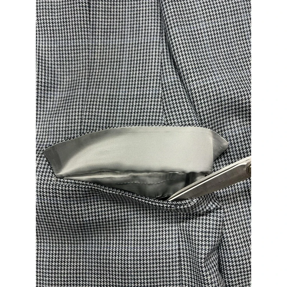 Ralph Ralph Lauren Sport Coat Mens 36R Gray Silk Wool Houndstooth Tweed Blazer